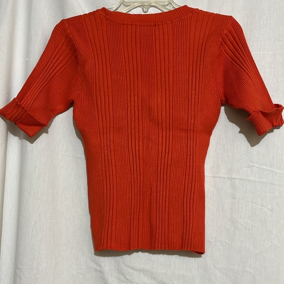 Women’s Currants orange 3 quarter length ribbed sweater XL - Picture 4 of 8